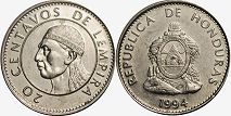 монета Гондурас 20 сентаво 1994