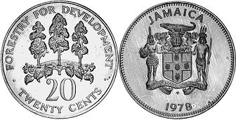 монета Ямайка 20 центов 1978