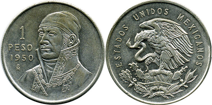Мексика монета 1 песо 1950