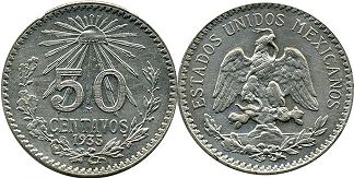 монета Мексика 50 сентаво 1935