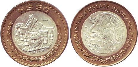 монета Мексика 50 песо 1993