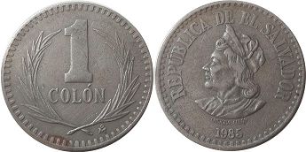 монета Сальвадор 1 колон 1985