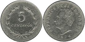монета Сальвадор 5 сентаво 1976