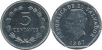 монета Сальвадор 5 сентаво 1991