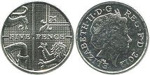 монета Великобритания 5 пенсов 2012