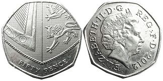 монета Великобритания 50 пенсов 2012