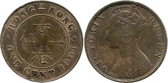 монета Гонконг 1 цент 1901