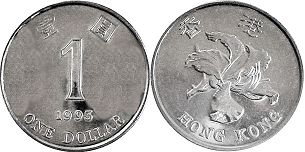 монета Гонконг 1 доллар 1993