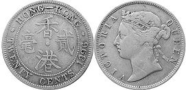 монета Гонконг 20 центов 1896