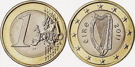 монета Ирландия 1 евро 2011