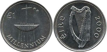 монета Ирландия 1 фунт 2000