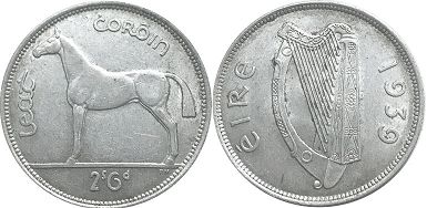 монета Ирландия 1/2 кроны 1939