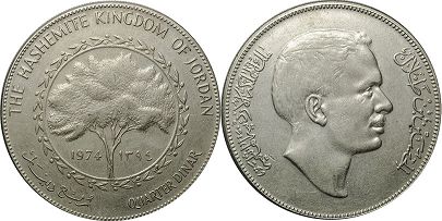 монета Иордания 1/4 динара 1974