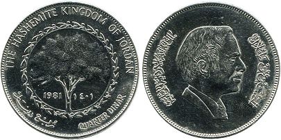 монета Иордания 1/4 динара 1981
