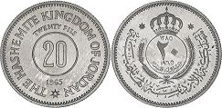 монета Иордания 20 филсов 1965