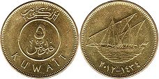 монета Кувейт 5 филсов 2012