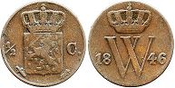 монета Нидерланды 1/2 цента 1846