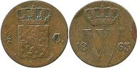 монета Нидерланды 1/2 цента 1863
