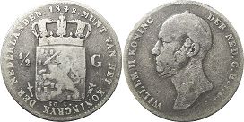 монета Нидерланды 1/2 гульдена 1848