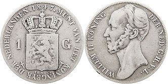 монета Нидерланды 1 гульден 1847