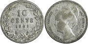 монета Нидерланды 10 центов 1901