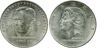 монета Нидерланды 10 гульденов 1997
