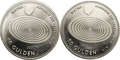 монета Нидерланды 10 гульденов 1999
