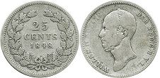 монета Нидерланды 25 центов 1848