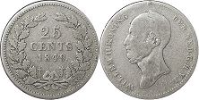 монета Нидерланды 25 центов 1849