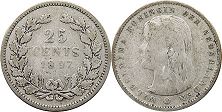 монета Нидерланды 25 центов 1897