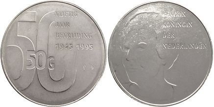 монета Нидерланды 50 гульденов 1995