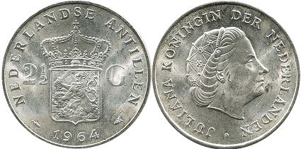 монета Нидерландские Антиллы 2,5 гульдена 1964