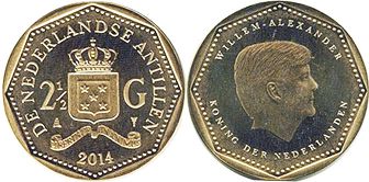 монета Нидерландские Антиллы 2,5 гульдена 2014