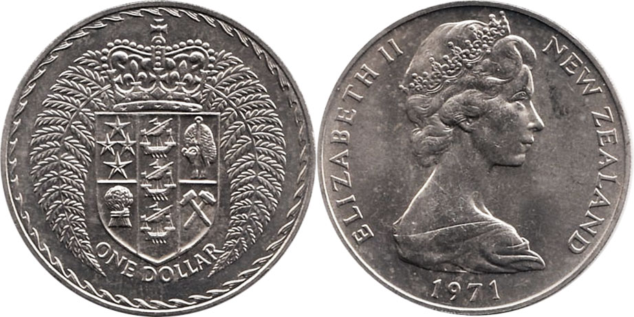 монета Новая Зеландия 1 доллар 1971