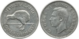 монета Новая Зеландия 1 флорин 1937