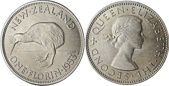 монета Новая Зеландия флорин 1953