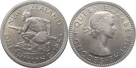 монета Новая Зеландия 1 шиллинг 1953