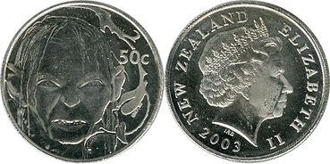 монета Новая Зеландия 50 центов 2003 Голлум