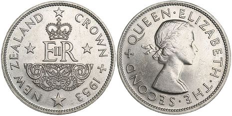 монета Новая Зеландия 1 кроны 1953