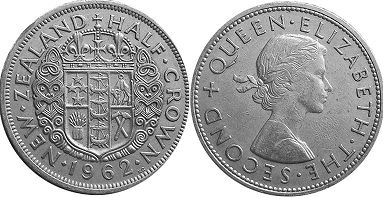 монета Новая Зеландия 1/2 кроны 1962