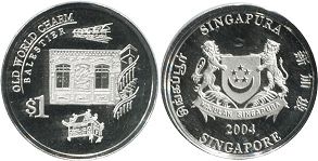 монета Сингапур 1 доллар 2004