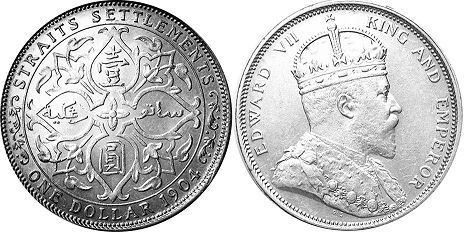 монета Стрэйтс Сеттлментс 1 доллар 1904 