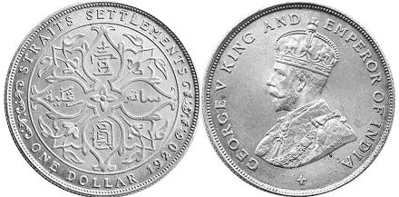 монета Стрэйтс Сеттлментс 1 доллар 1920