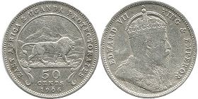 монета Восточная Африка и Уганда 50 центов 1906