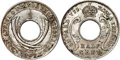 монета Восточная Африка и Уганда 1/2 цента 1909