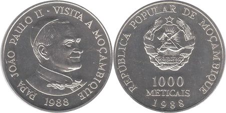 монета Мозамбик 1000 метикал 1988