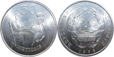 монета Мозамбик 50 метикал 1986