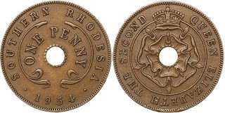 монета Родезия 1 пенни 1954