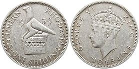 монета Родезия 1 шиллинг 1939