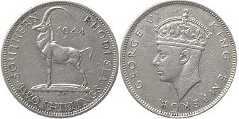 монета Родезия 2 шиллинга 1944